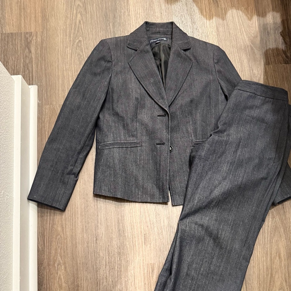Evan Picone Women’s Charcoal Pinstripe Suit